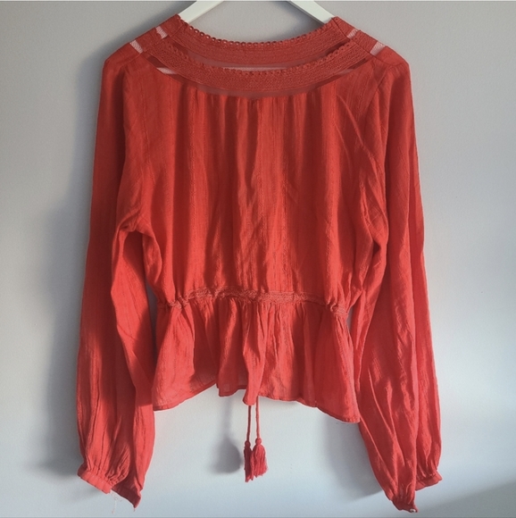 Free People Red Boho Top - Picture 2 of 6